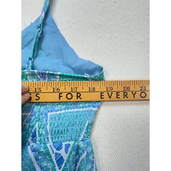 Old Navy Womens Sleeveless Geometric V-Neck Sundress Size M Blue Summer Smocked - Picture 10 of 10